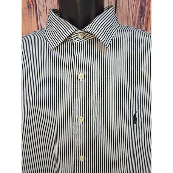 Polo Ralph Lauren Mens Classic Fit Striped Button-Down Shirt XXL Black & White - Picture 3 of 8